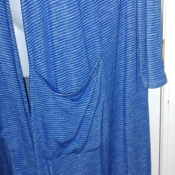 Lularoe  blue with white stripe open front long cardigan duster  Sz XL - Picture 4 of 6